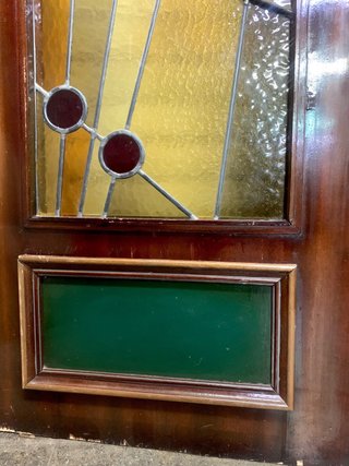 Puertas madera y cristal vitral