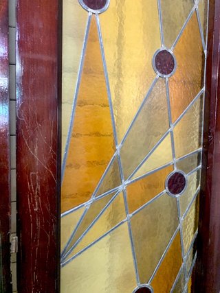 Puertas madera y cristal vitral