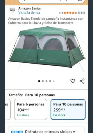 Tienda de campaña instantánea