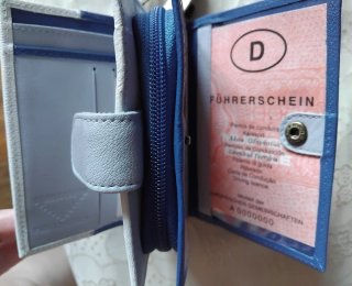 Cartera Billetera Mujer Privata Azul/Blanco