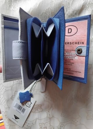 Cartera Billetera Mujer Privata Azul/Blanco