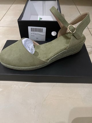 Sandalias cuña yute verde talla 39