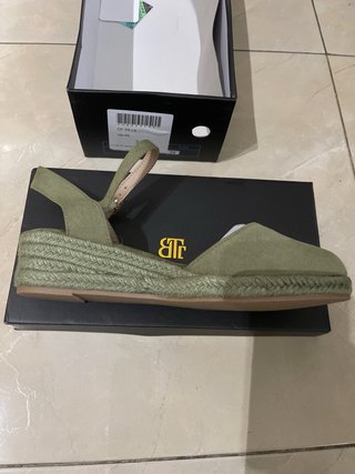Sandalias cuña yute verde talla 39