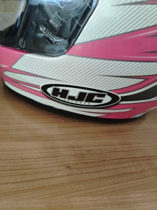 Casco HJC rosa y blanco