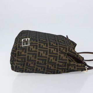 FENDI Zucca Canvas Tote Bag Black Brown Auth