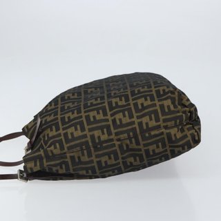 FENDI Zucca Canvas Tote Bag Black Brown Auth