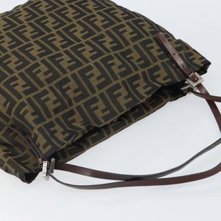 FENDI Zucca Canvas Tote Bag Black Brown Auth