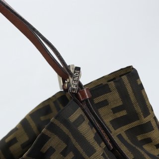 FENDI Zucca Canvas Tote Bag Black Brown Auth