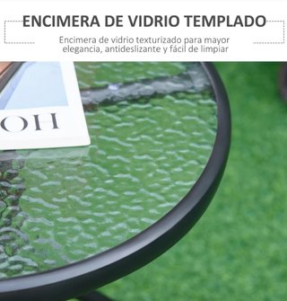 Tavolo rotondo da giardino in vetro e metallo