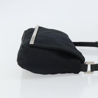 FENDI Shoulder Bag Cotton Black Silver Auth