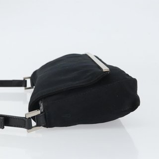 FENDI Shoulder Bag Cotton Black Silver Auth