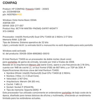 Portátil Compaq 14 Nero/Argento