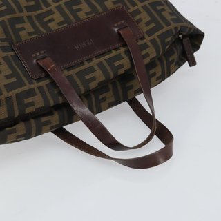 FENDI Zucca Canvas Hand Bag Black Brown Auth