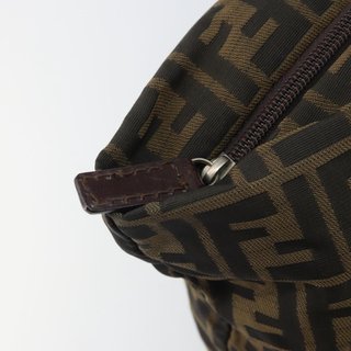 FENDI Zucca Canvas Hand Bag Black Brown Auth