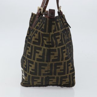 FENDI Zucca Canvas Tote Bag Black Brown Auth