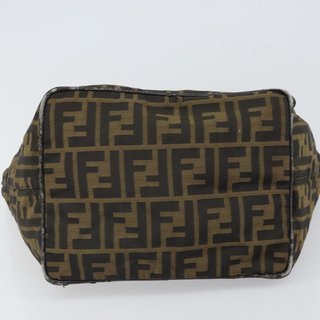 FENDI Zucca Canvas Tote Bag Black Brown Auth