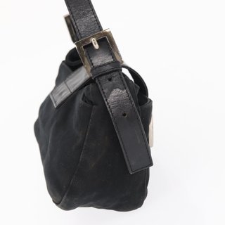 FENDI Hand Bag Nylon Black Silver Auth ep12875 -