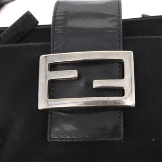 FENDI Hand Bag Nylon Black Silver Auth ep12875 -