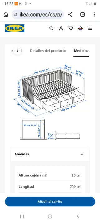 Cama nido Ikea Hemnes blanca