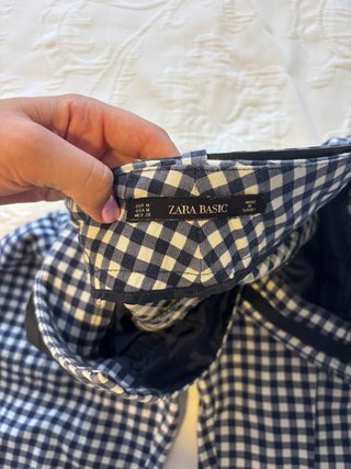 Pantalón cuadros vichy Zara azul y blanco