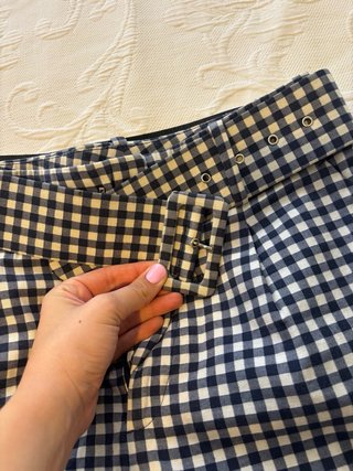 Pantalón cuadros vichy Zara azul y blanco