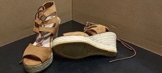 Sandalias cuña mujer beige/marrón