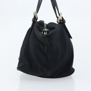 FENDI Hand Bag Nylon Black Silver Auth bs33538 -