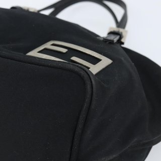 FENDI Hand Bag Nylon Black Silver Auth bs33538 -