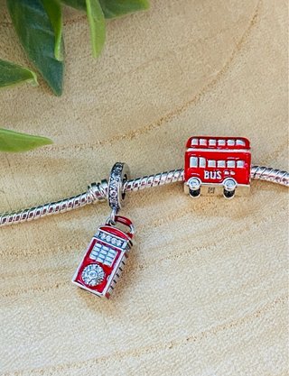 Lote Charms Bus y Cabina Londres - Plata