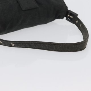 FENDI Mamma Baguette Hand Bag cotton Gray Silver