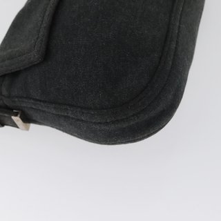 FENDI Mamma Baguette Hand Bag cotton Gray Silver