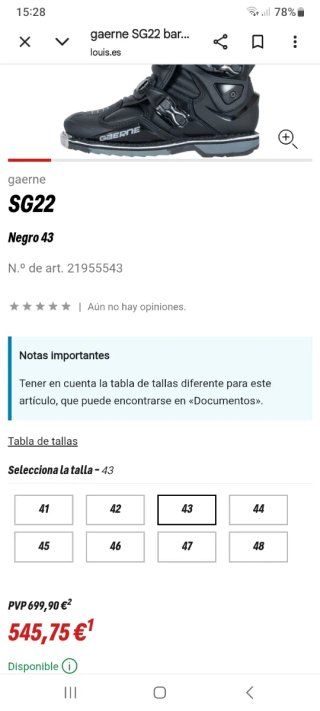 Botas Gaerne Talla 43