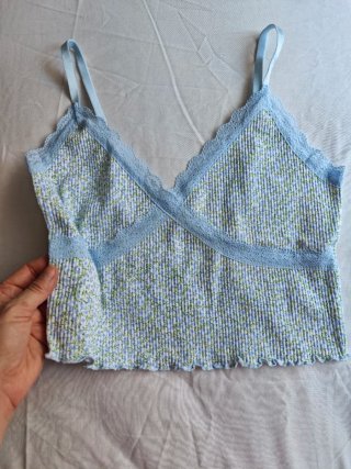 Top tirantes flores azul y verde