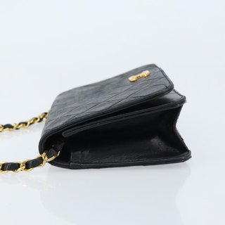 CHANEL Matelasse Chain Shoulder Bag Leather Black