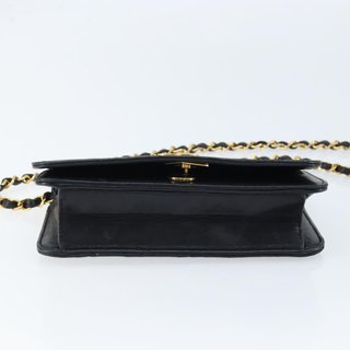 CHANEL Matelasse Chain Shoulder Bag Leather Black