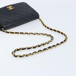 CHANEL Matelasse Chain Shoulder Bag Leather Black