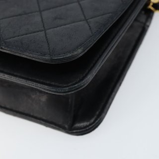 CHANEL Matelasse Chain Shoulder Bag Leather Black