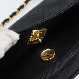 CHANEL Matelasse Chain Shoulder Bag Leather Black