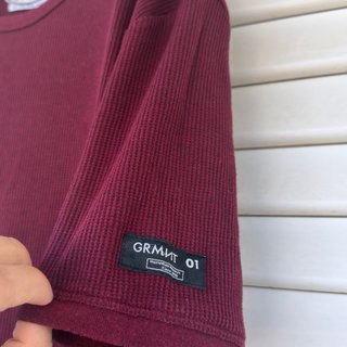T-Shirt Bershka Bordeaux Waffle Texture Uomo XL