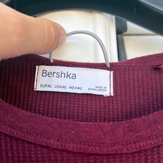 T-Shirt Bershka Bordeaux Waffle Texture Uomo XL