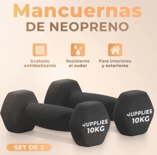 Mancuernas de 10kg (2 unidades) Neopreno, nuevas.