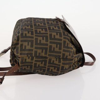FENDI Zucca Canvas Backpack Brown Black Auth