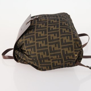 FENDI Zucca Canvas Backpack Brown Black Auth