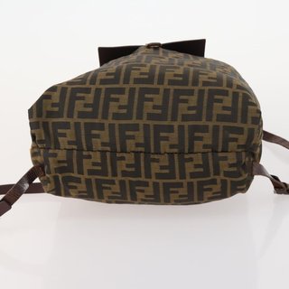 FENDI Zucca Canvas Backpack Brown Black Auth