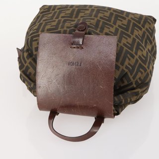FENDI Zucca Canvas Backpack Brown Black Auth