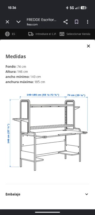Escritorio IKEA FREDDE Negro