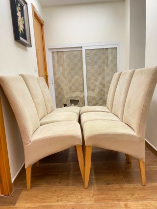 Juego de 6 sillas de comedor beige