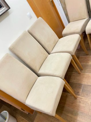 Juego de 6 sillas de comedor beige