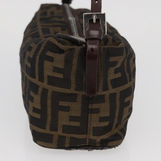 FENDI Zucca Canvas Hand Bag Brown Black Auth