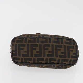 FENDI Zucca Canvas Hand Bag Brown Black Auth